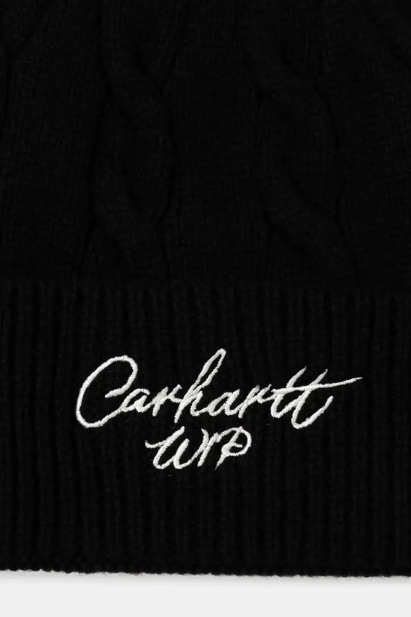 cappello con lana Signature Cable Beanie colore nero I035464.1T8XX miniatura 3