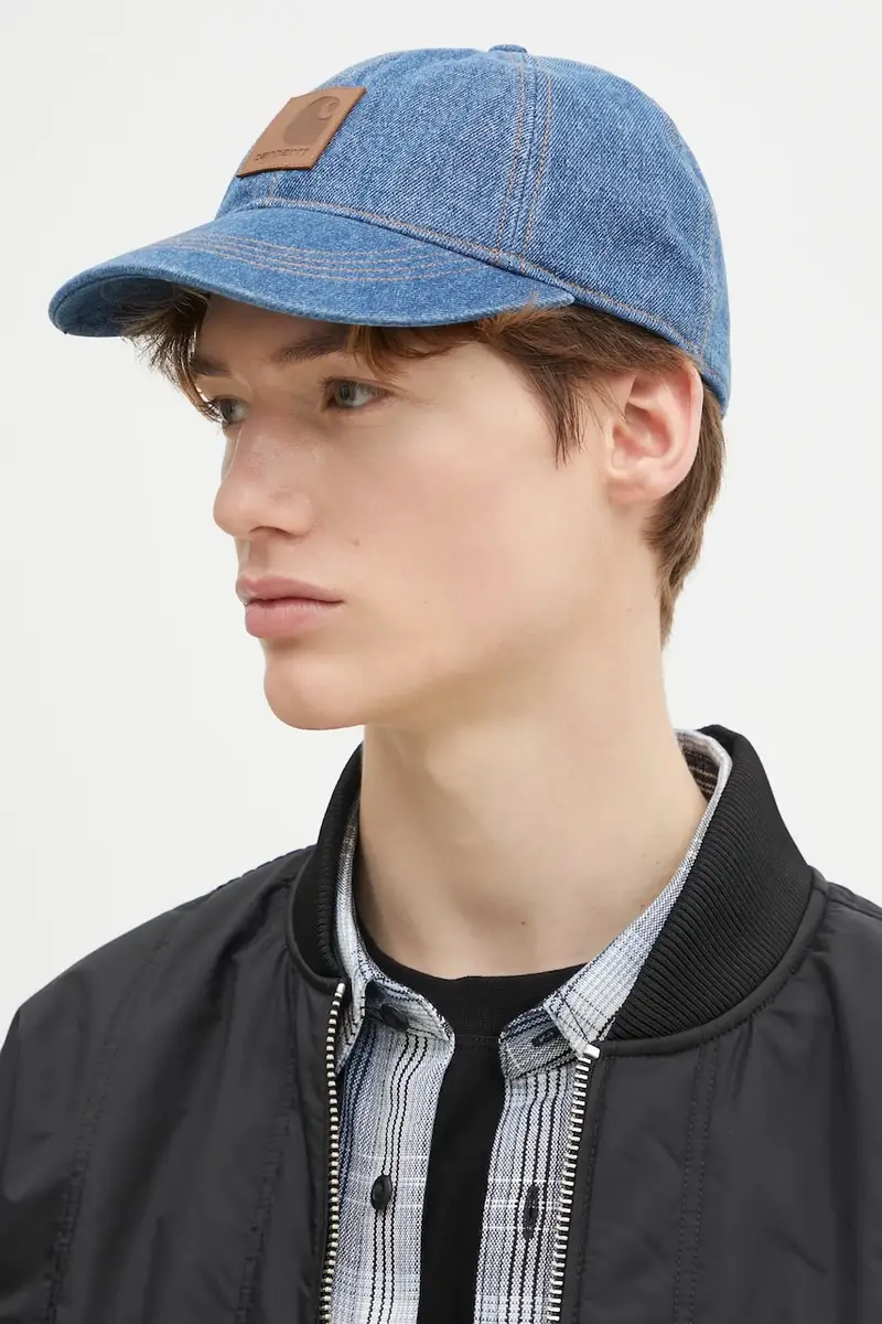 cappelo con visiera jeans Lincoln Cap colore blu con applicazione I034471.135