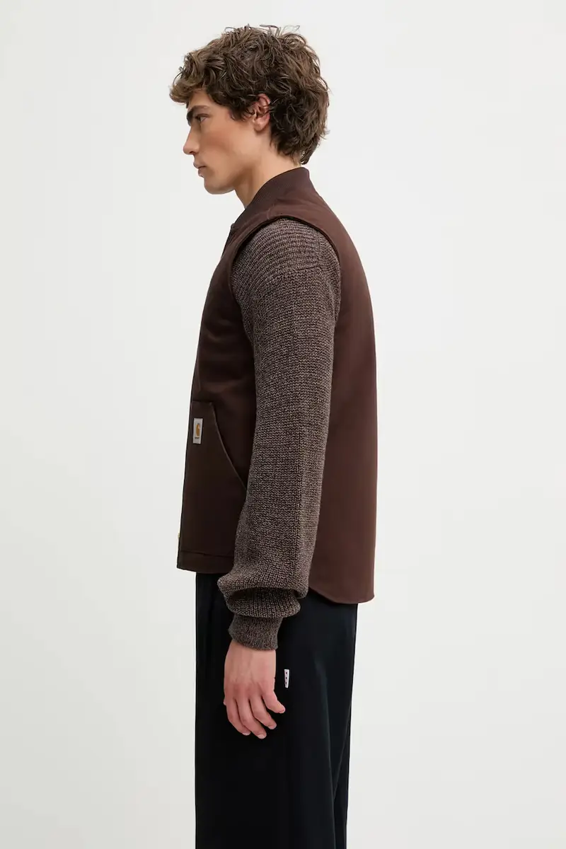 cotone senza maniche Classic Vest colore marrone I035695.4701 miniatura 2