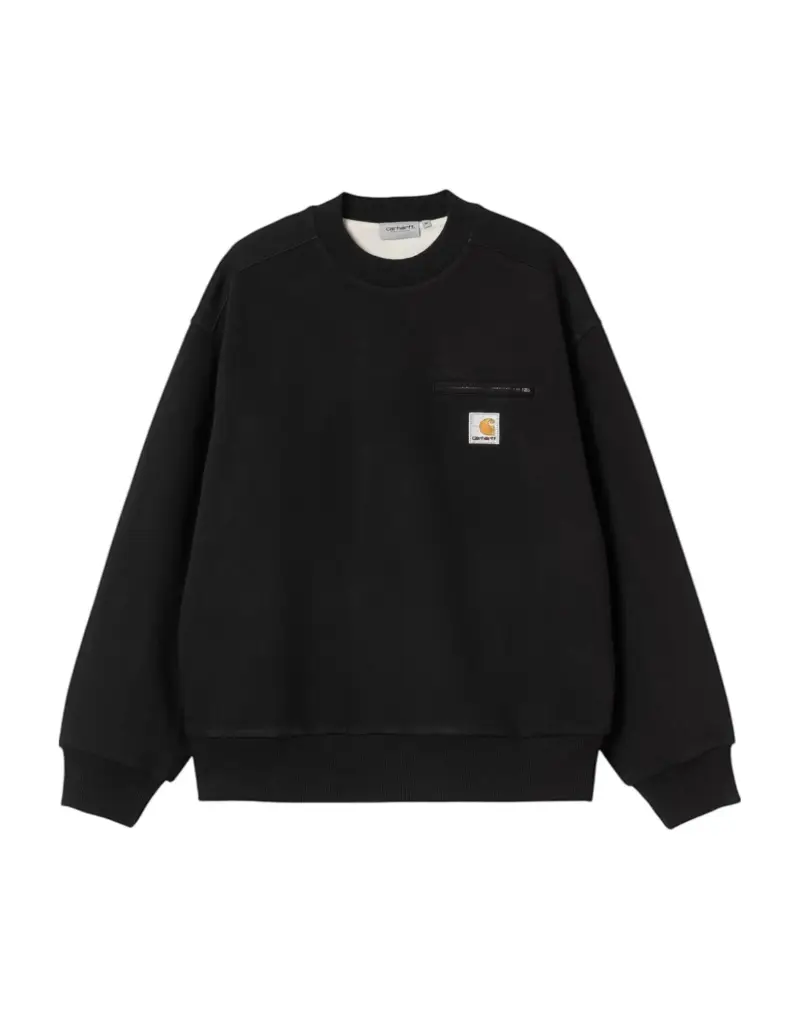 Detroit crewneck Sweater felpa girocollo con taschino - Black stone washed S