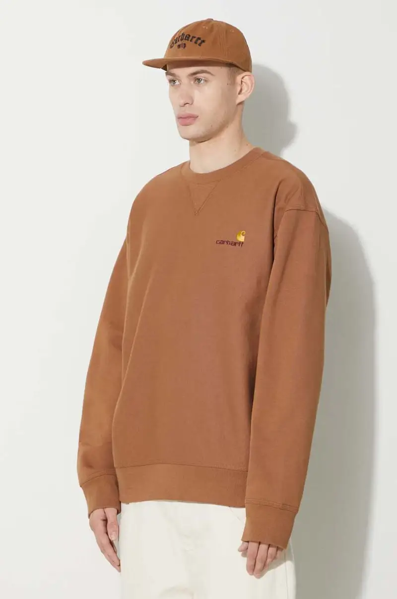 felpa American Script Sweat uomo colore marrone con applicazione I025475.HZXX miniatura 4