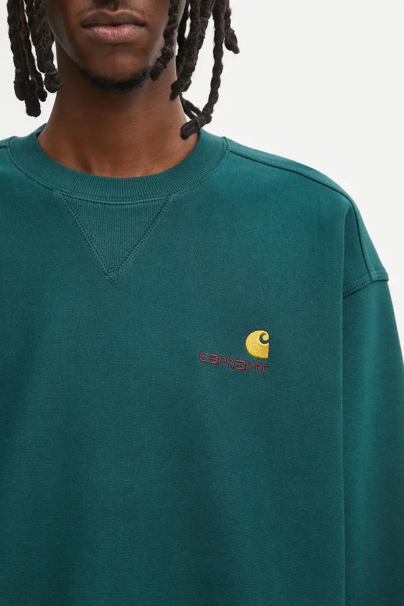 felpa American Script uomo colore verde con applicazione I025475.05AXX miniatura 4