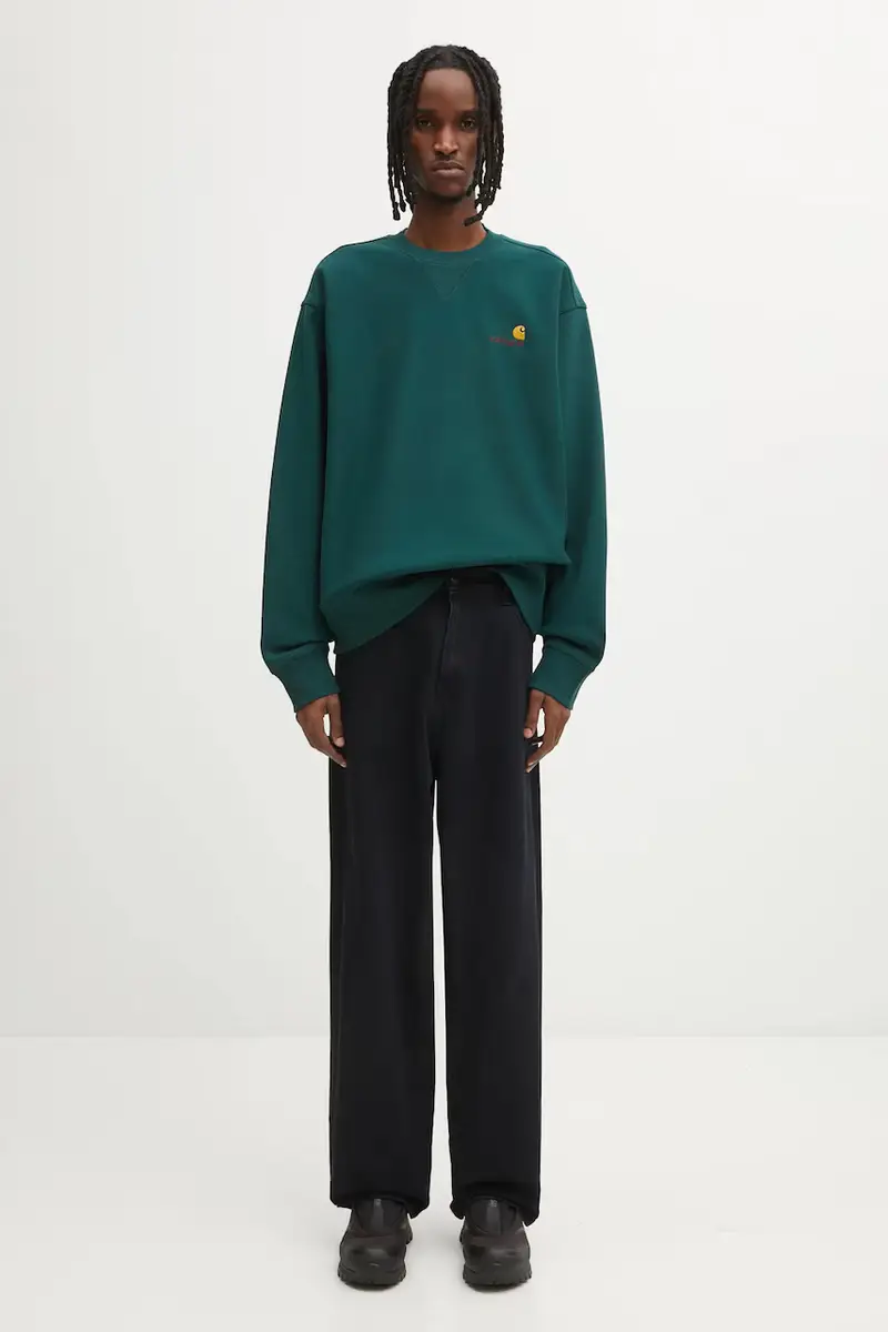 felpa American Script uomo colore verde con applicazione I025475.05AXX miniatura 5