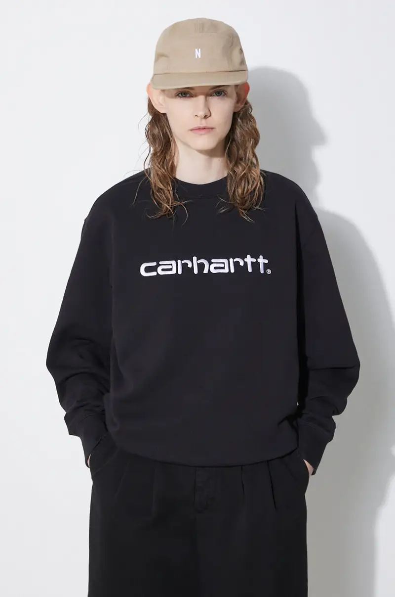 felpa Carhartt Sweat donna colore nero con applicazione I033647.0D2XX