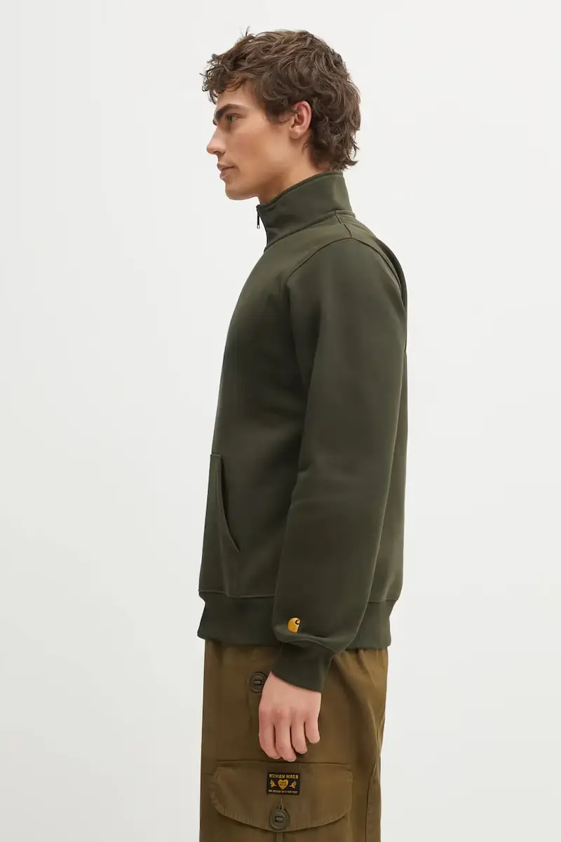 felpa Chase Neck Zip uomo colore verde con cappuccio I033665.3CBXX miniatura 2