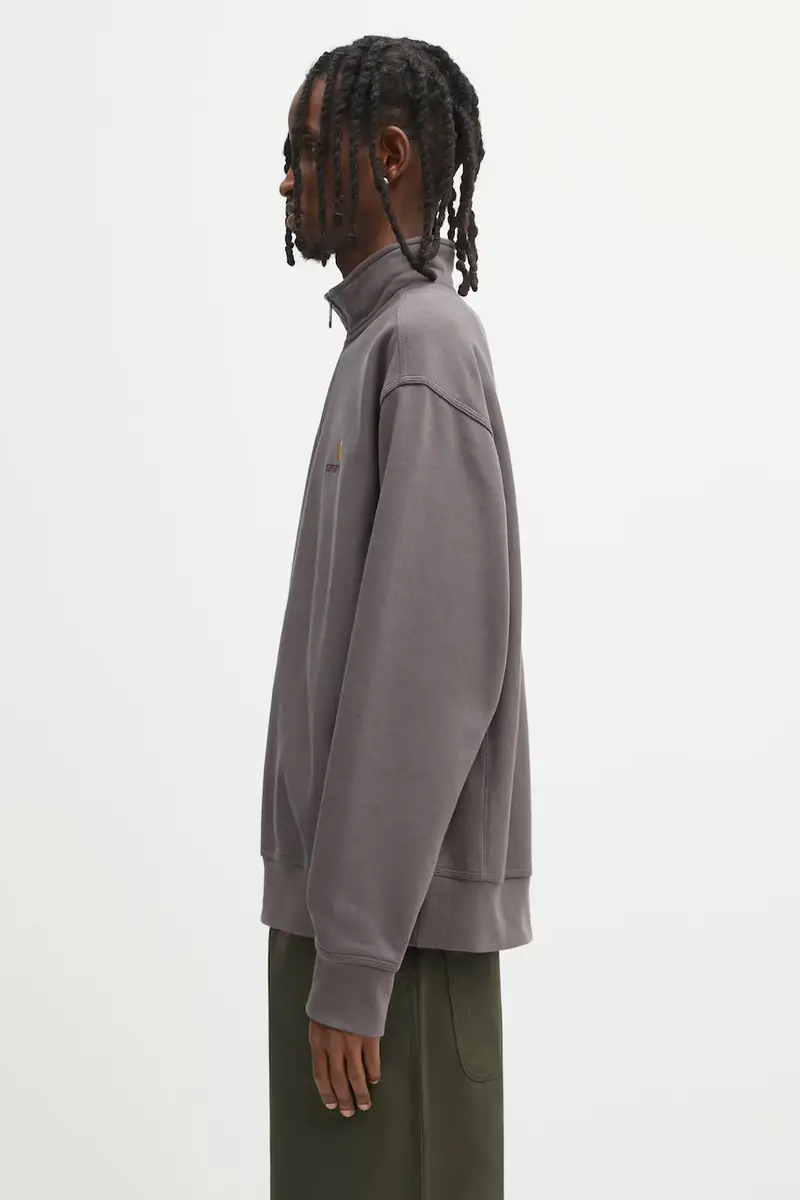 felpa Half Zip American Script uomo colore grigio con applicazione I027014.33CXX miniatura 2