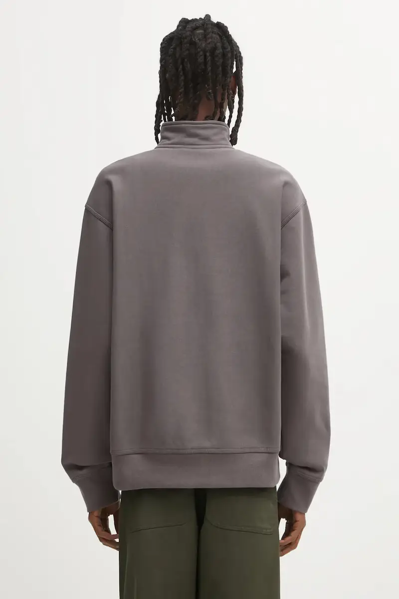 felpa Half Zip American Script uomo colore grigio con applicazione I027014.33CXX miniatura 3