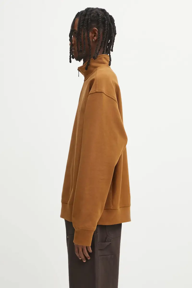 felpa Half Zip American Script uomo colore marrone con applicazione I027014.HZXX miniatura 2