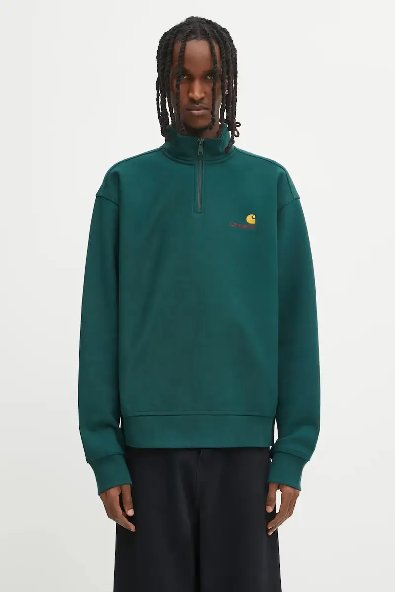 felpa Half Zip American Script uomo colore verde I027014.05AXX