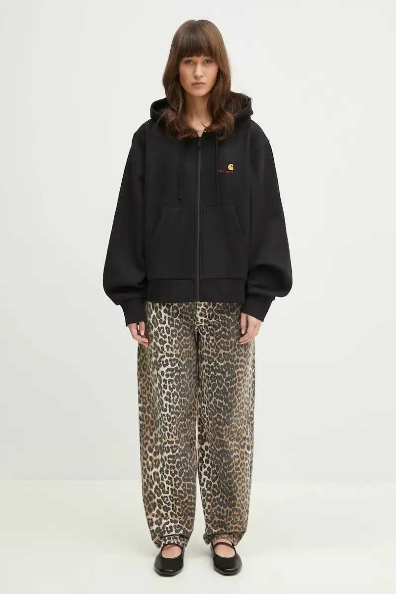 felpa Hd American Scr. Jacket donna colore nero con cappuccio con applicazione I033057.89XX miniatura 5