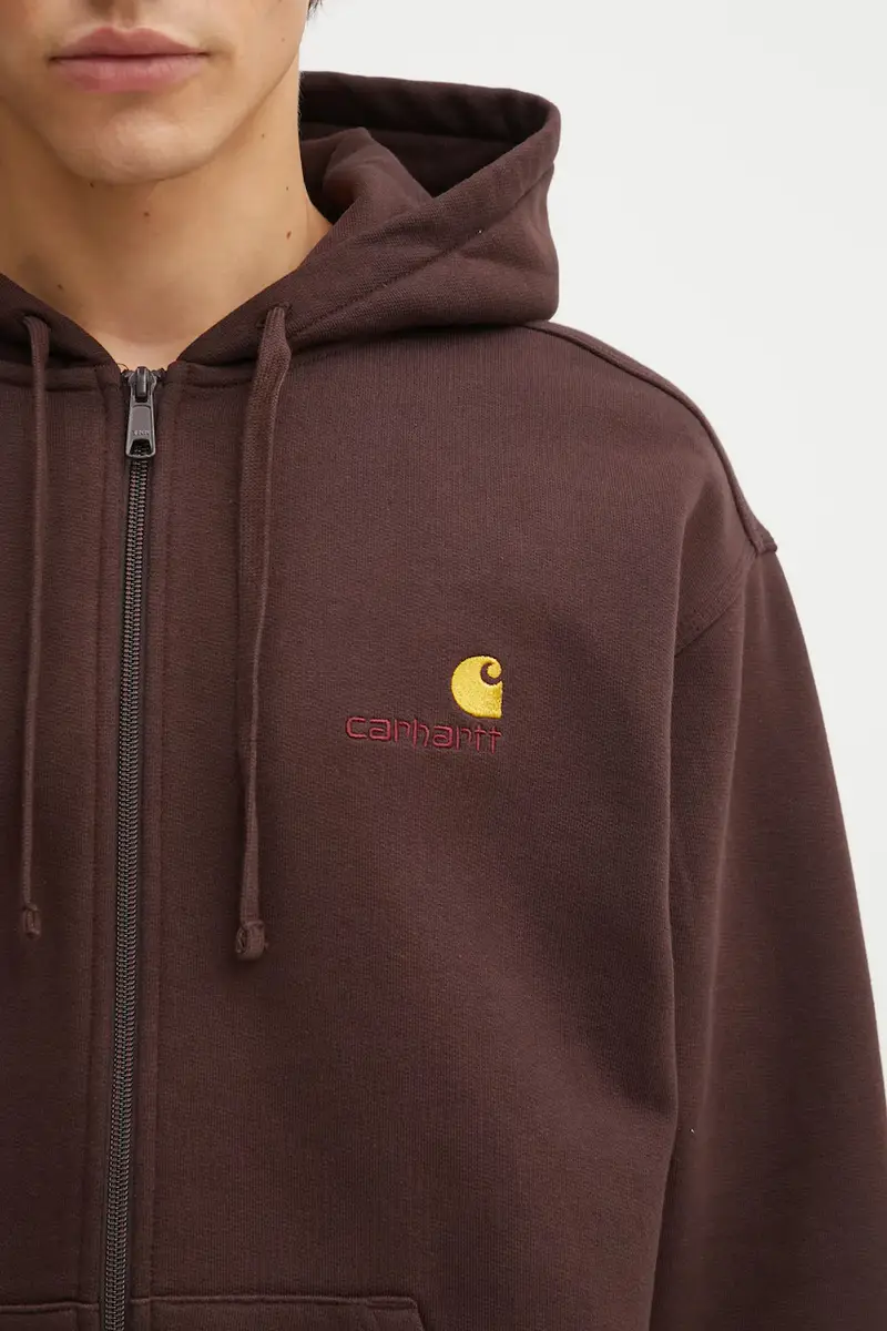 felpa Hooded American Script Jacket uomo colore marrone con cappuccio I033063.33HXX miniatura 4