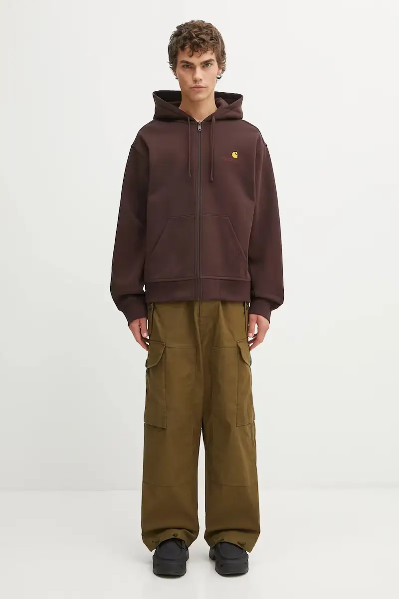 felpa Hooded American Script Jacket uomo colore marrone con cappuccio I033063.33HXX miniatura 5