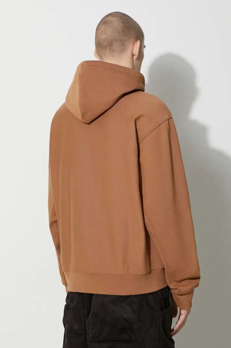 felpa Hooded American Script Sweat uomo colore marrone con cappuccio con applicazione I028279.HZXX miniatura 3