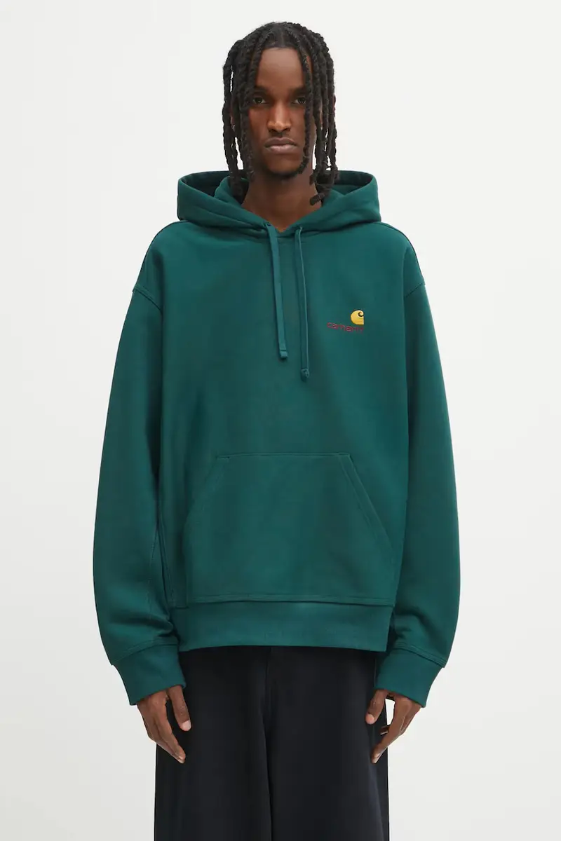 felpa Hooded American Script Sweat uomo colore verde con cappuccio I028279.05AXX