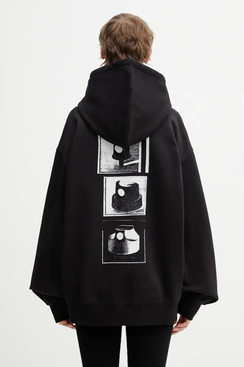 felpa Hooded Caps Sweat colore nero con cappuccio I036066.89XX miniatura 2