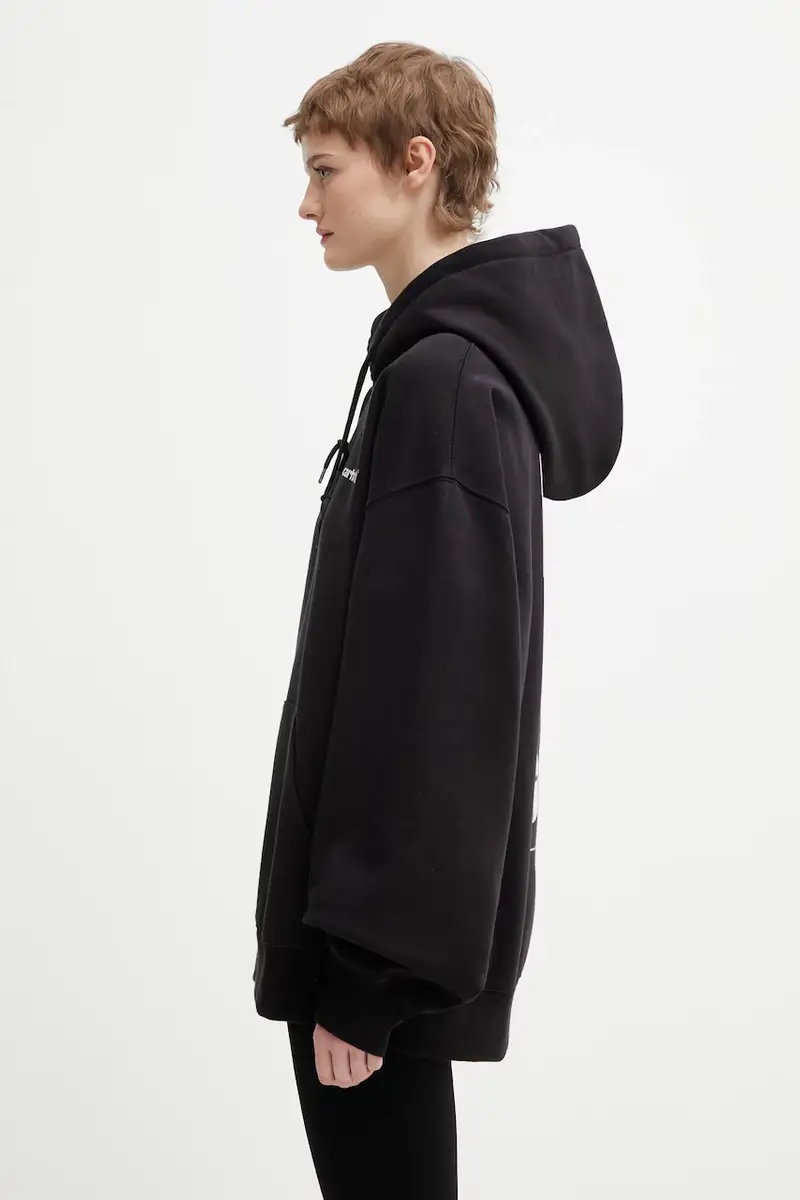 felpa Hooded Caps Sweat colore nero con cappuccio I036066.89XX miniatura 4