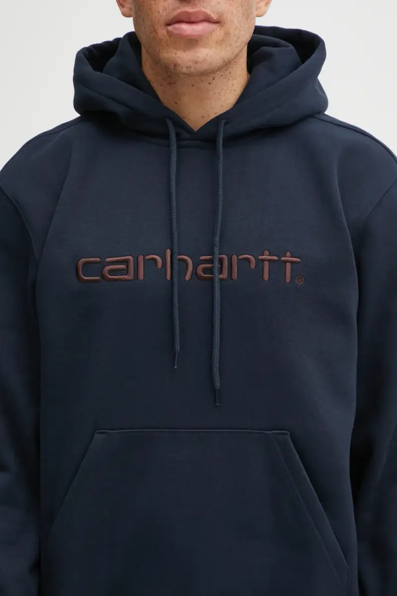 felpa Hooded Carhartt uomo colore blu navy con cappuccio con applicazione I030547.38CXX miniatura 4