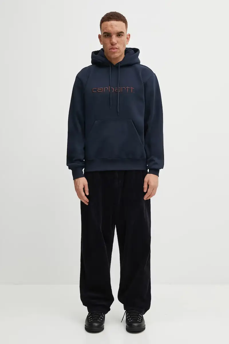 felpa Hooded Carhartt uomo colore blu navy con cappuccio con applicazione I030547.38CXX miniatura 5