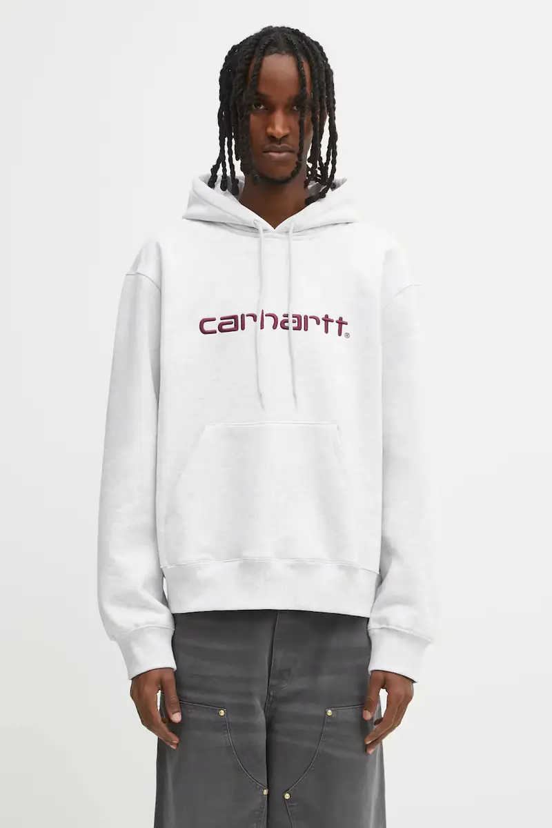 felpa Hooded Carhartt uomo colore grigio con cappuccio I030547.38HXX