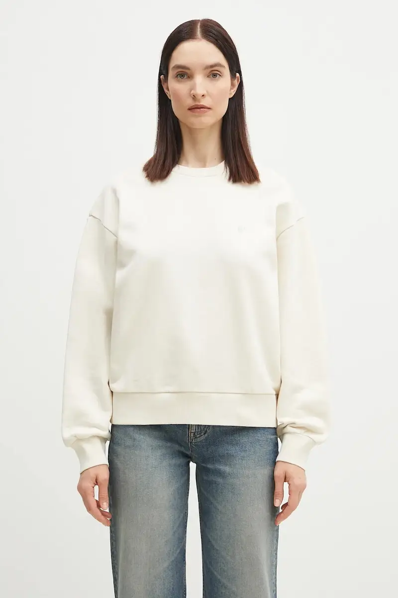 felpa in cotone Casey Sweatshirt donna colore beige con applicazione I032643