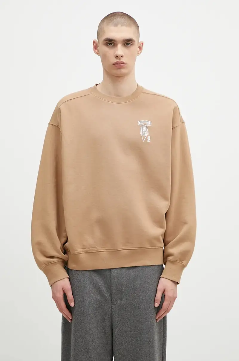 felpa in cotone Cross Screw Sweat uomo colore verde con applicazione I034039.2KCXX