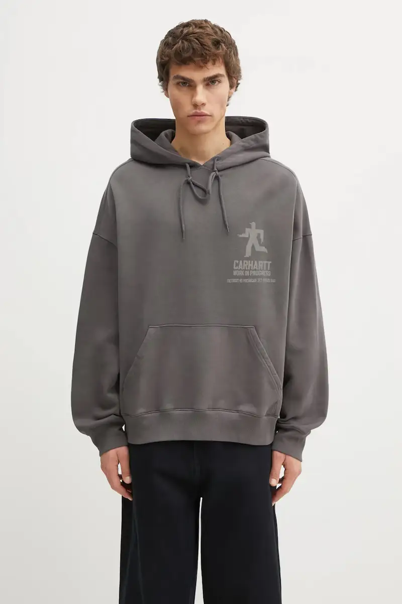 felpa in cotone Hooded Distance Sweat uomo colore grigio con cappuccio I035639.874J