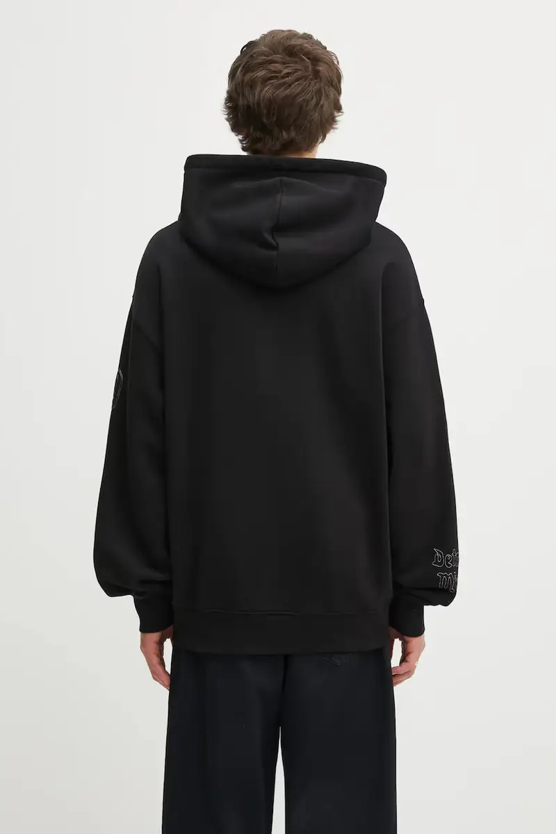 felpa in cotone Hooded Hackwork Sweat uomo colore nero con cappuccio con applicazione I035641.2JQXX miniatura 3