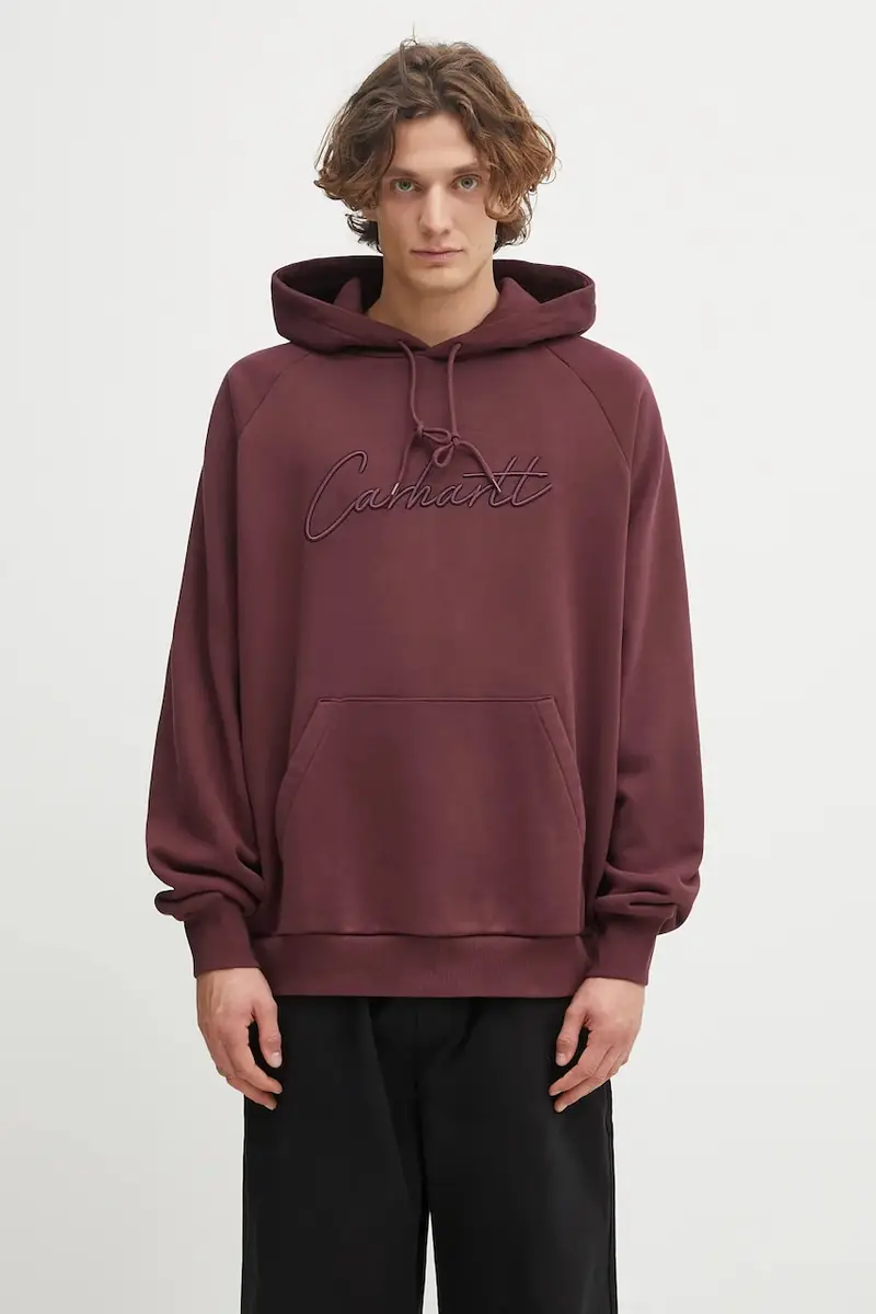 felpa in cotone Hooded Ray Sweat uomo colore granata con cappuccio con applicazione I035640.33KXX