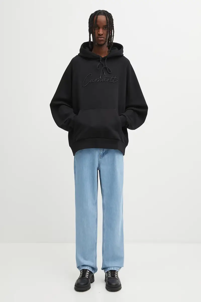 felpa in cotone Hooded Ray Sweat uomo colore nero con cappuccio con applicazione I035640.89XX miniatura 5