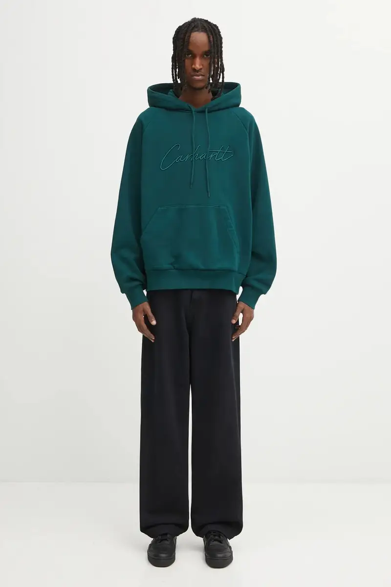 felpa in cotone Hooded Ray Sweat uomo colore verde con applicazione I035640.05AXX miniatura 5