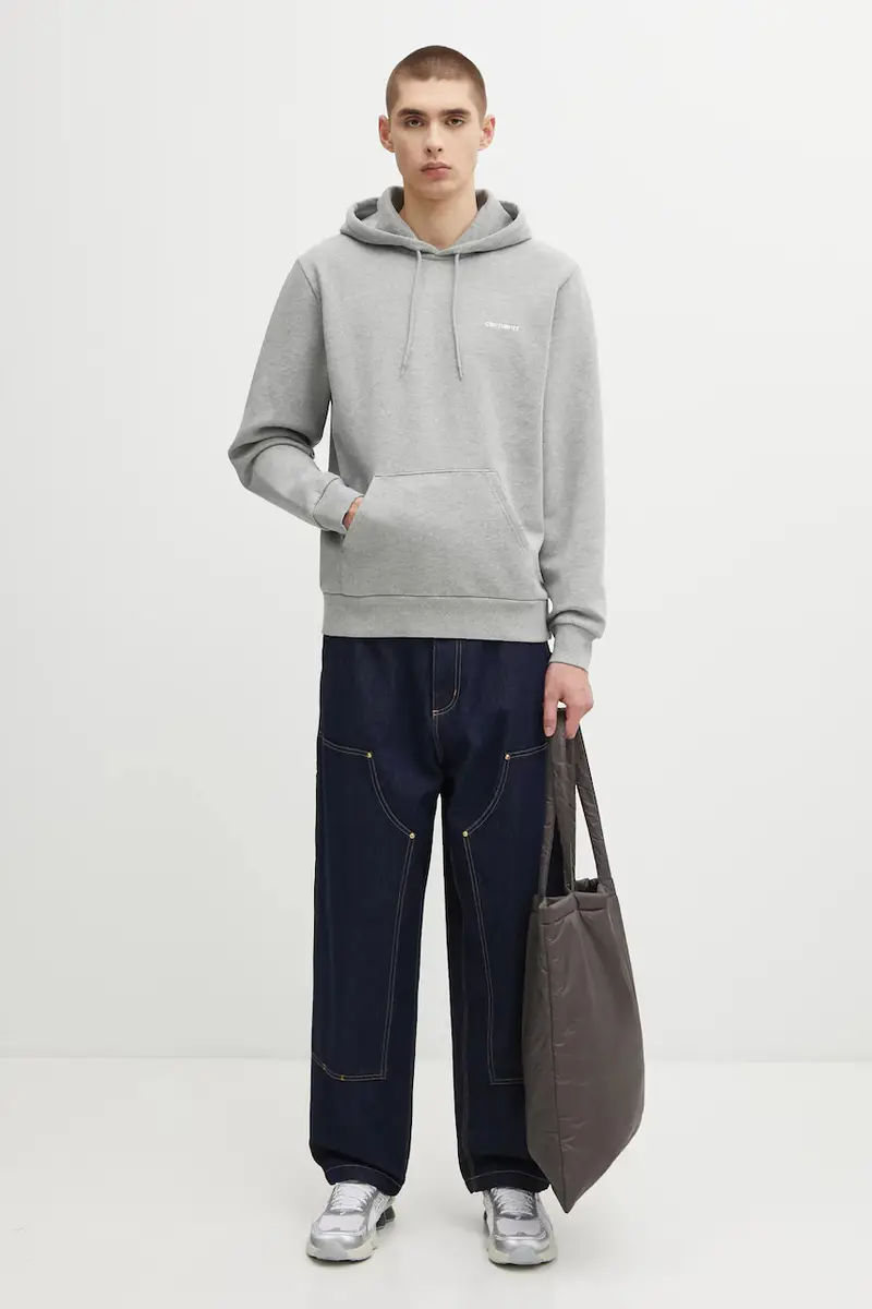 felpa in cotone Hooded Script Embroidery Sweat uomo colore grigio con cappuccio I035392.00DXX miniatura 5