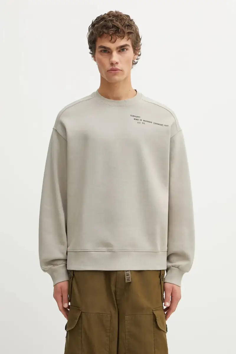 felpa in cotone Punched Sweat uomo colore beige I036039.3GEXX miniatura 3