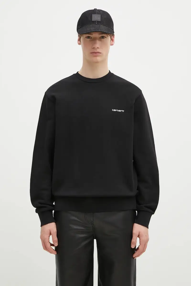 felpa in cotone Script Embroidery Sweat uomo colore nero I034496.0D2XX