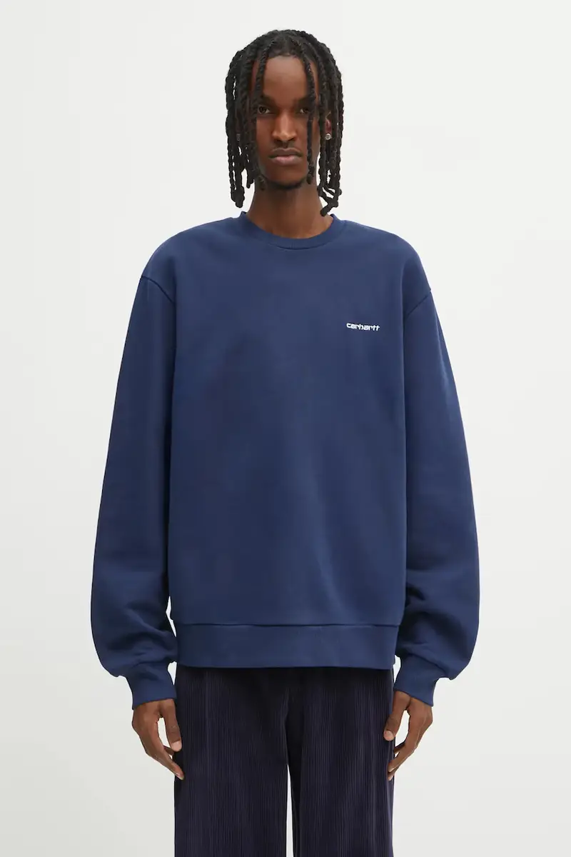 felpa in cotone Script Embroidery uomo I034496.3CCXX Blu navy