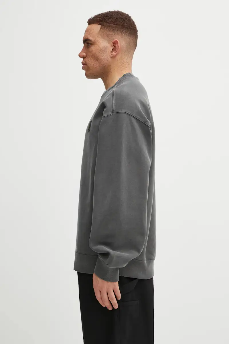 felpa in cotone Vista Sweat uomo colore grigio con applicazione I029522.89GD miniatura 2