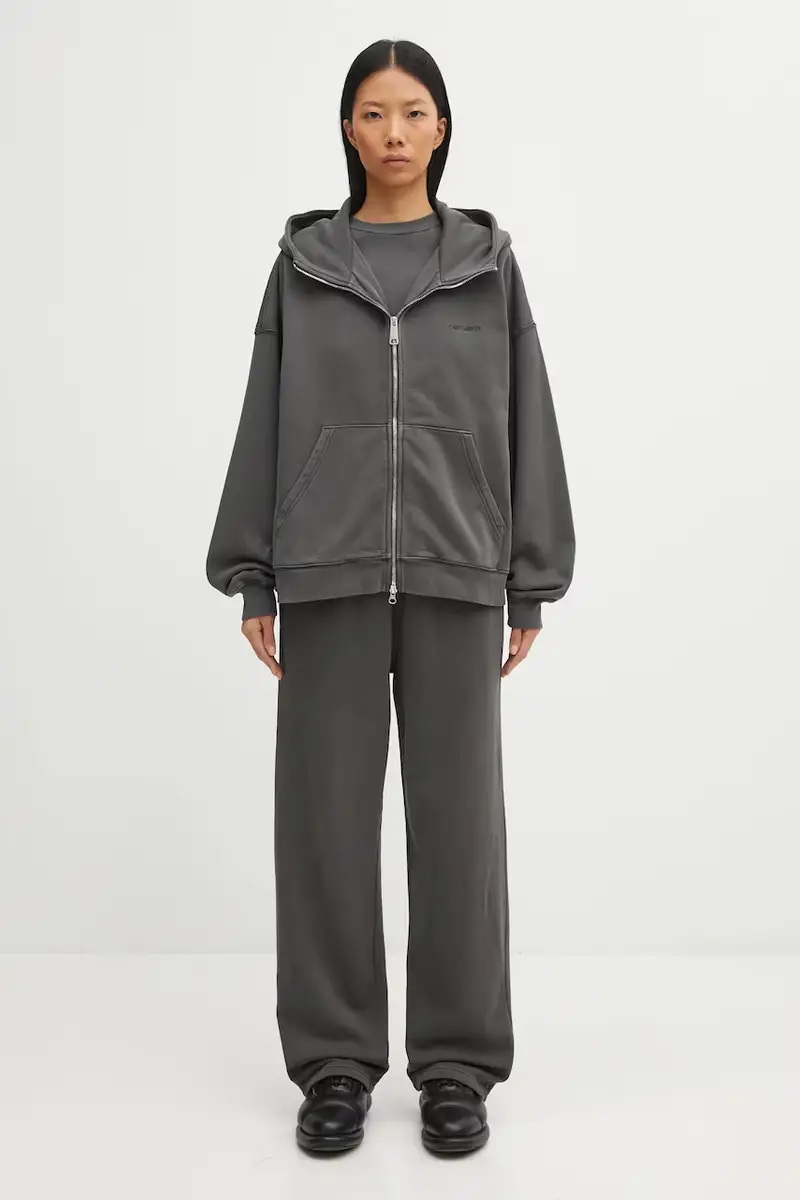 felpa in cotone W' Hooded Benton Jacket donna colore grigio con cappuccio I035525.87GD miniatura 5