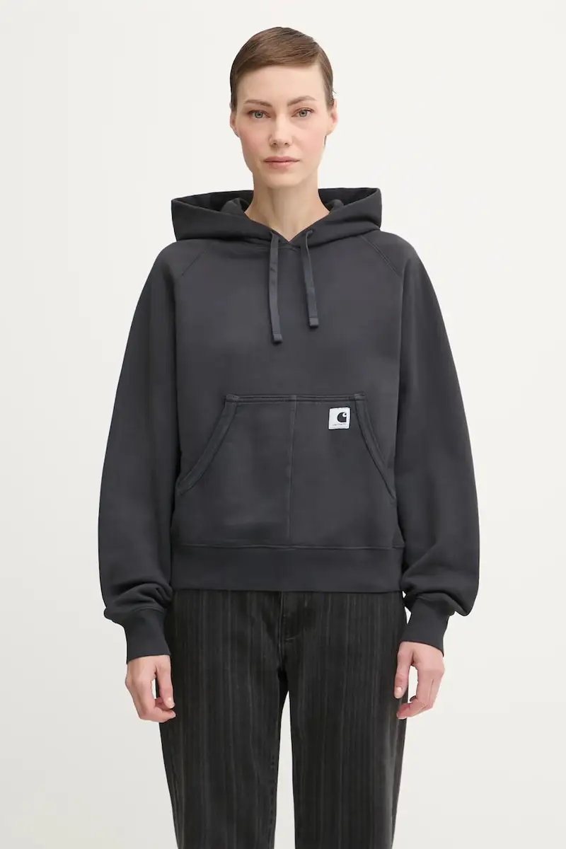 felpa in cotone W’ Hooded Hudson donna colore nero con cappuccio I035137.895F