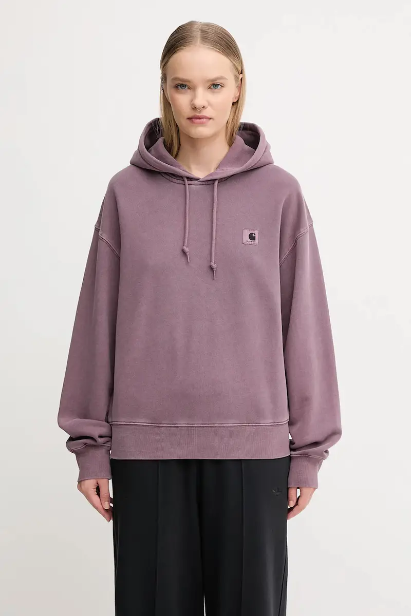 felpa in cotone W' Hooded Nelson Sweat donna colore violetto con cappuccio I032741.33IGD