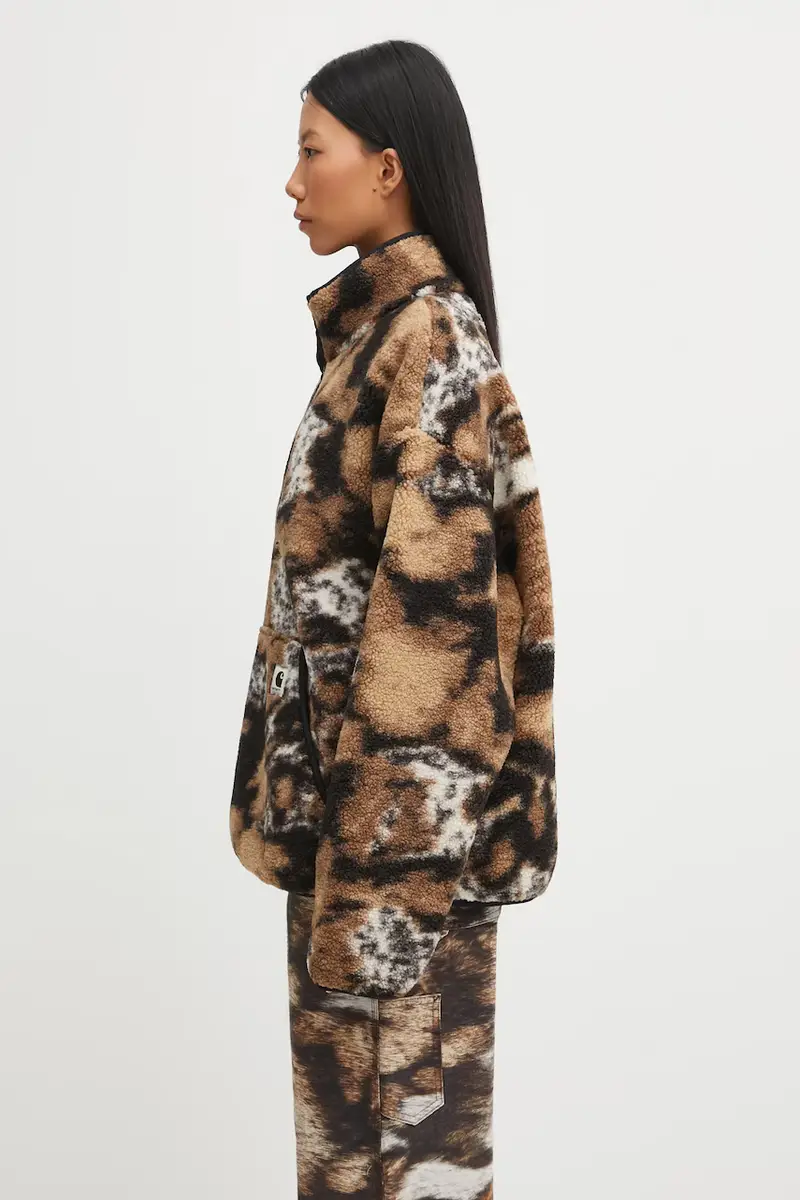 felpa in pile W' Elliot High Neck Liner donna colore marrone I032241.3BNXX miniatura 2