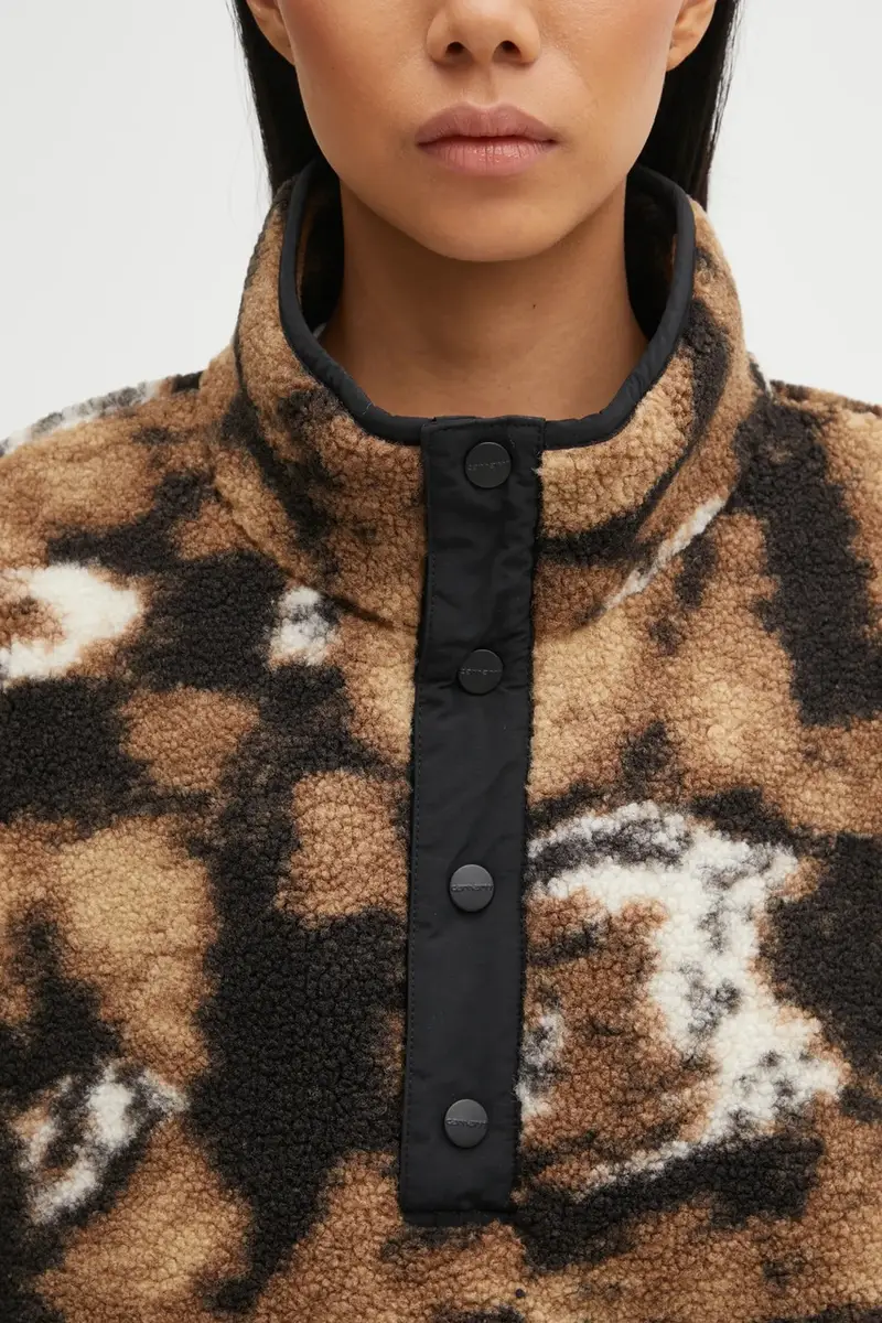 felpa in pile W' Elliot High Neck Liner donna colore marrone I032241.3BNXX miniatura 4