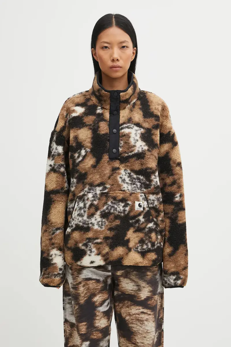 felpa in pile W' Elliot High Neck Liner donna colore marrone I032241.3BNXX