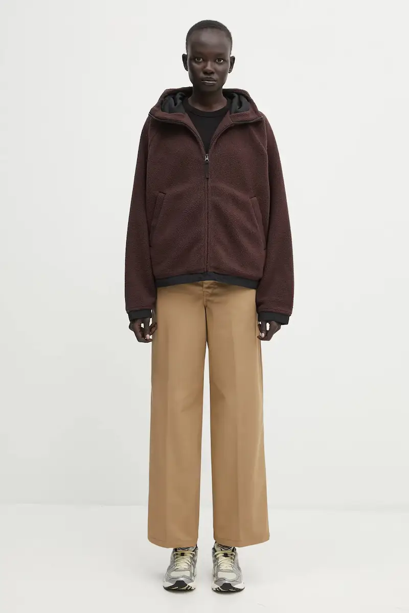 felpa in pile W' Hooded Helix Fleece Jacket donna colore marrone con cappuccio I035461.3ANXX miniatura 5