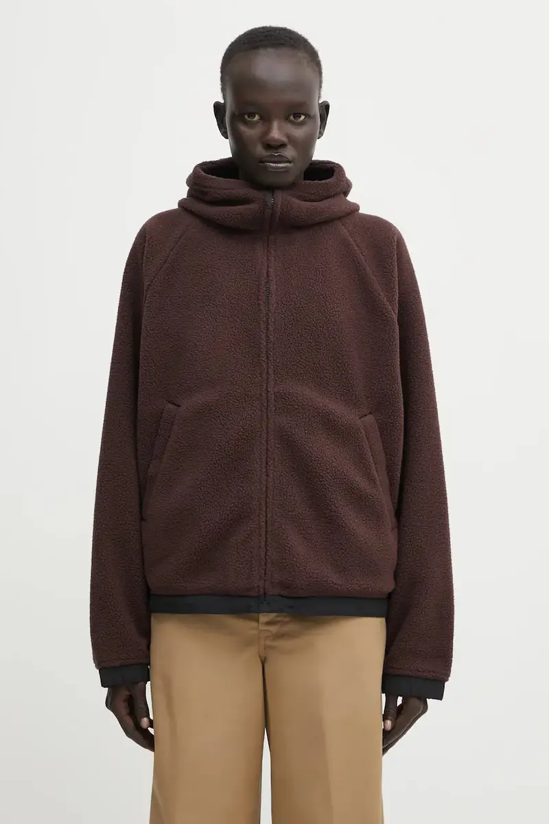 felpa in pile W' Hooded Helix Fleece Jacket donna colore marrone con cappuccio I035461.3ANXX