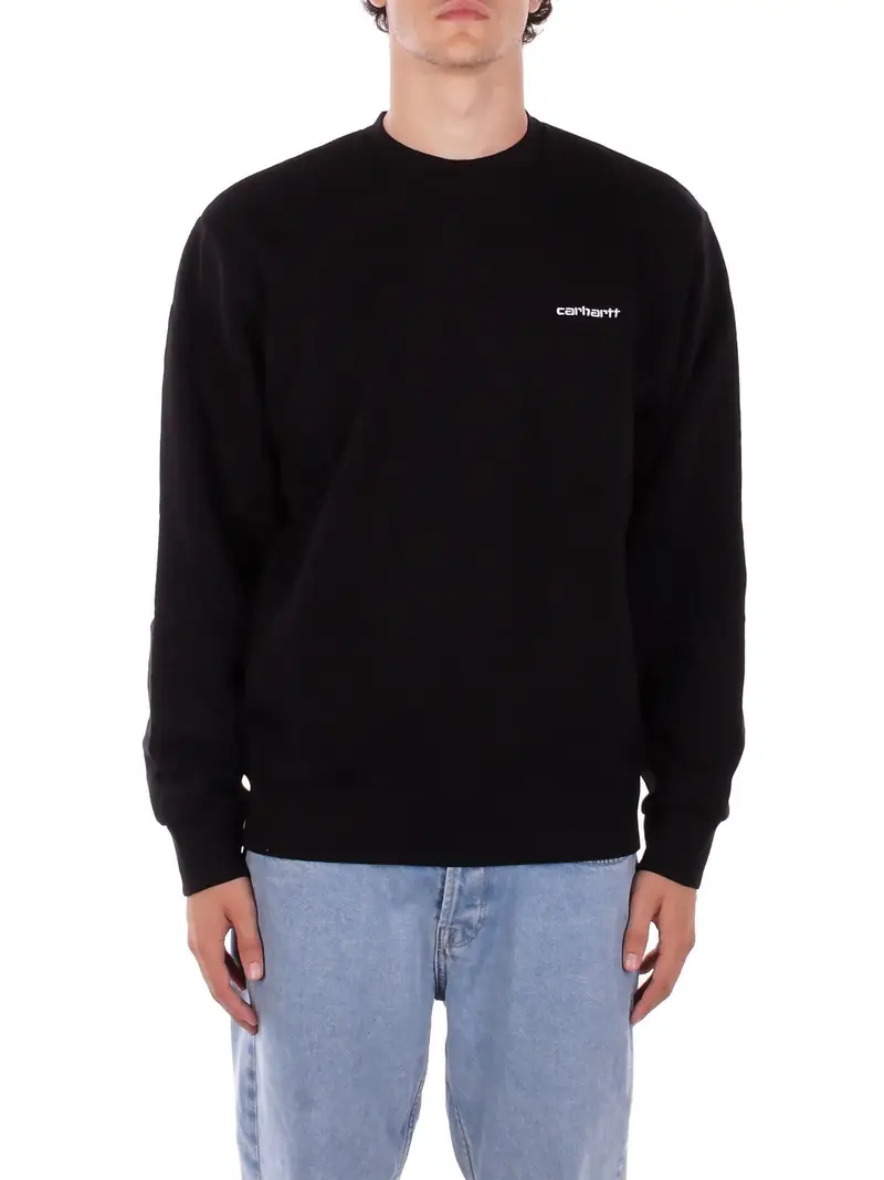 Felpa Unisex CARHARTT WIP Black white Script embroidery sweatshirt
