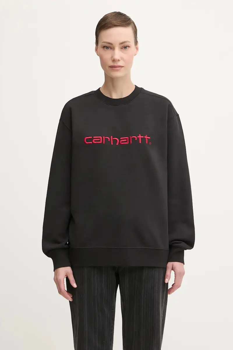 felpa W' Carhartt Sweat donna colore nero con applicazione I033647.31YXX