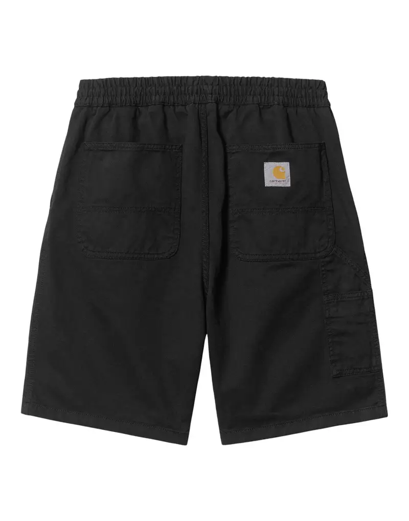 Carhartt Wip Flint short in cotone gamba larga con elastico in vita - Black garment dyed S