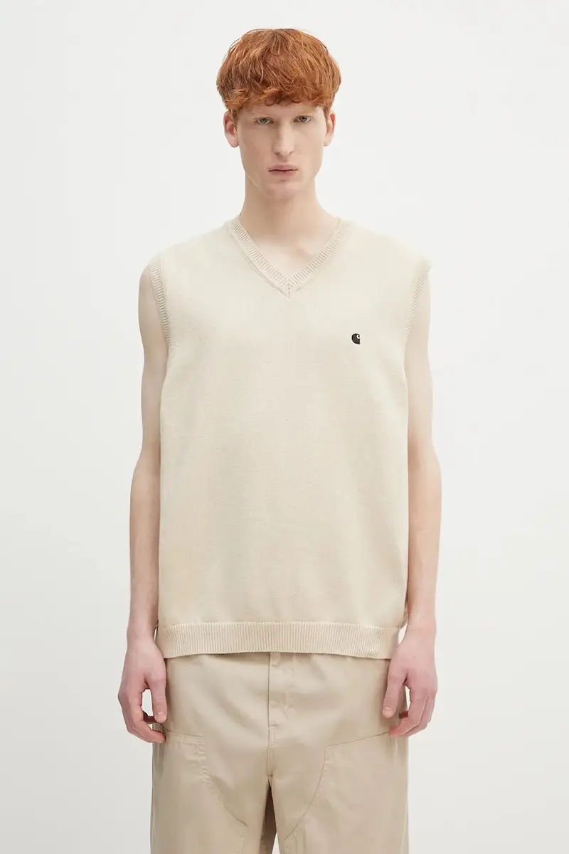 gilè in cotone Madison Vest Sweater colore beige I033036