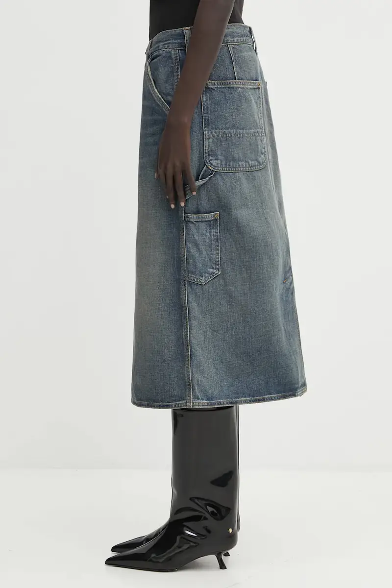 gonna in cotone W' Single Knee Skirt colore blu I034224.014Q miniatura 2