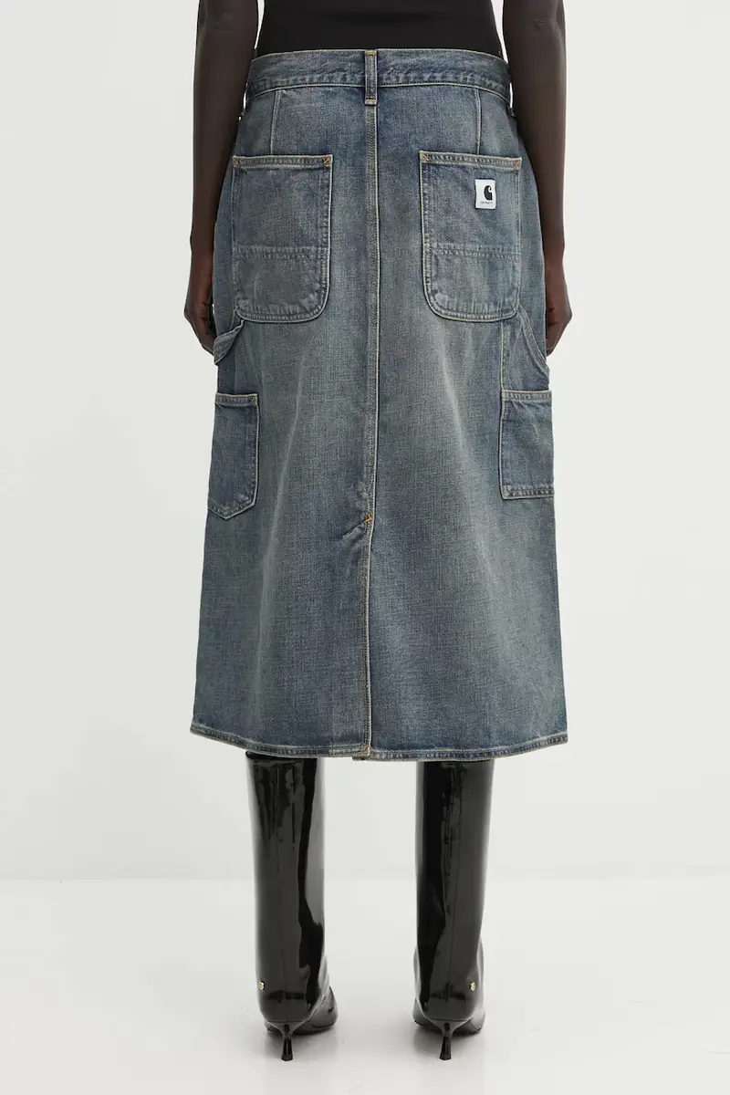 gonna in cotone W' Single Knee Skirt colore blu I034224.014Q miniatura 3