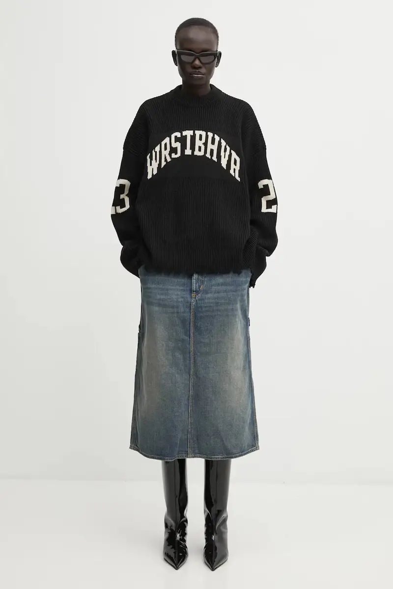 gonna in cotone W' Single Knee Skirt colore blu I034224.014Q miniatura 5